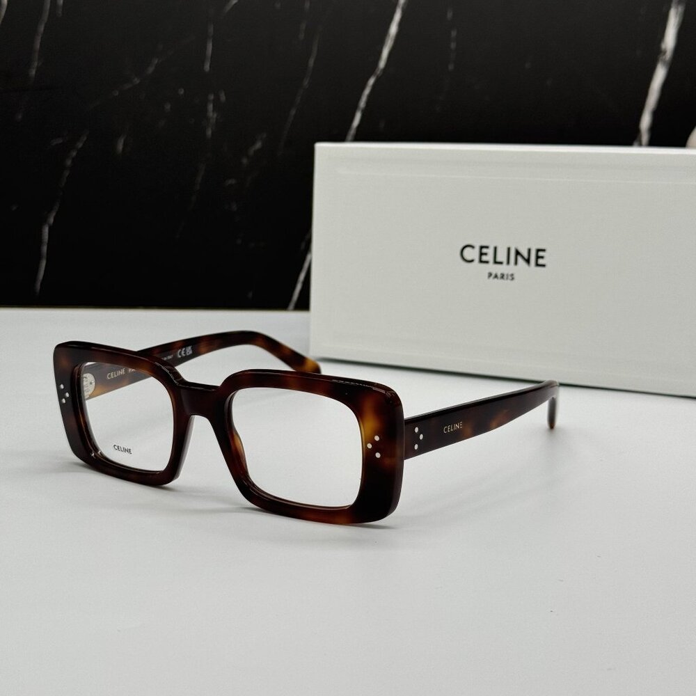 NEW CELINE CL50163I 053 SQUARE HAVANA BROWN WOMEN EYEGLASSES CELINE
